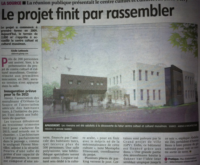 rénuin publique organisé par la ville d'Orléans pour présenter le projet de mosquée à Orléans La-Source