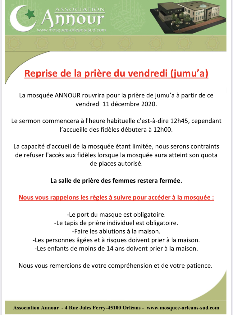 Reprise de la prière du vendredi