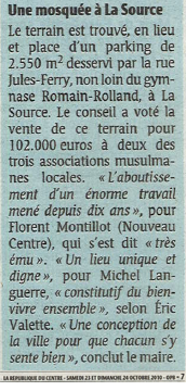 La république du centre - Une mosquée à La Source