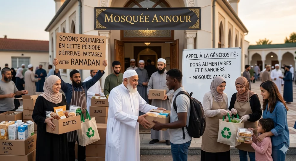 Distribution alimentaire de la Mosquée Annour d'Orléans pendant le Ramadan